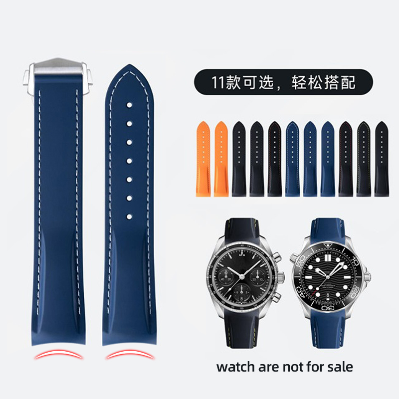 Omega Watch Speedmaster - Kavisli Uçlu Kauçuk Silikon saat kayışı