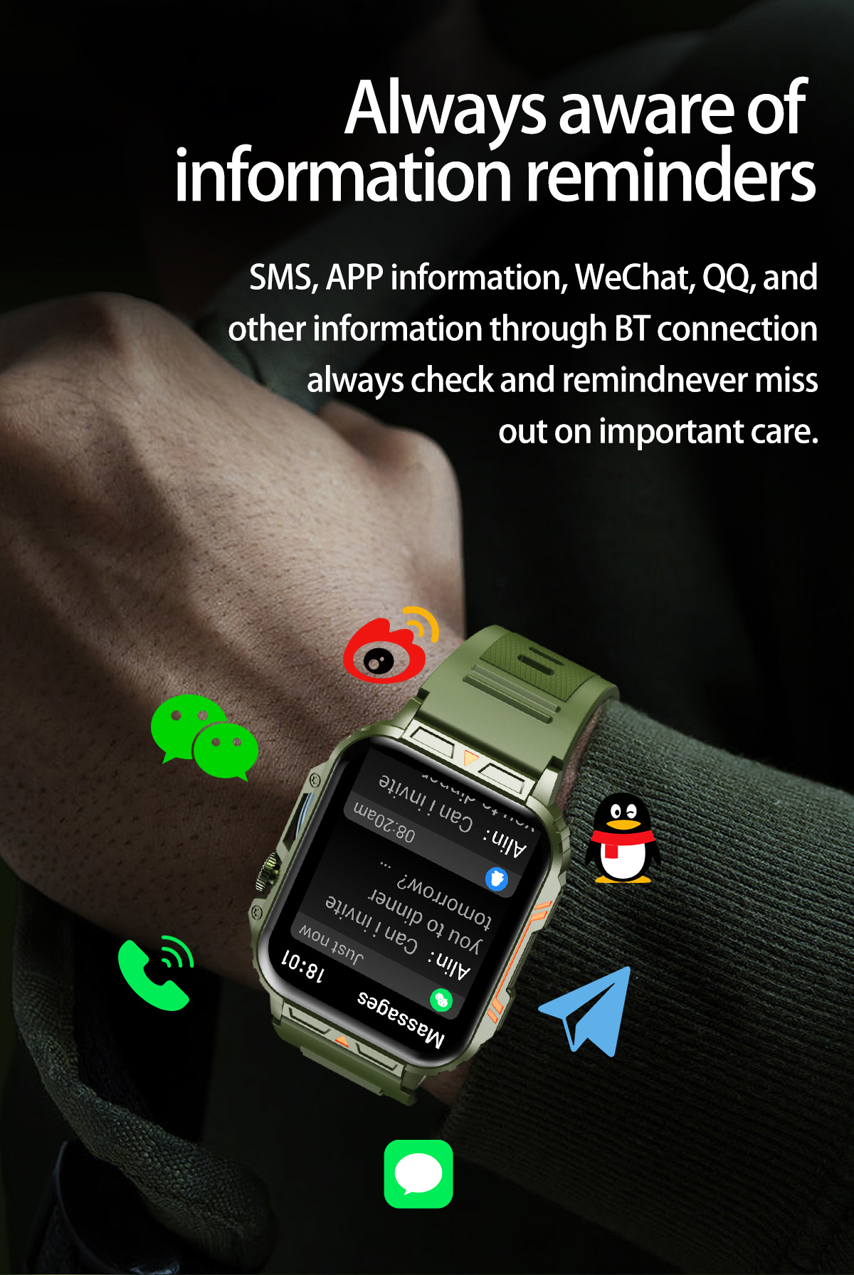 1.91 açık askeri akıllı saat e - Smartwatch Military Watches For Men incelemesi ve fiyatı