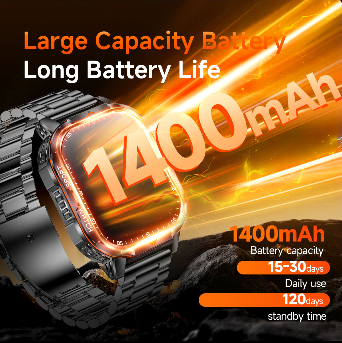 2026 Yeni 1400mAh Süper Büyük  - Smartwatch Military Watches For Men incelemesi ve fiyatı