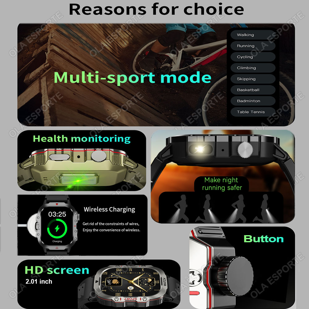 2026 Sağlam Askeri Akıllı Saat - Smartwatch Rugged Watches For Men incelemesi ve fiyatı