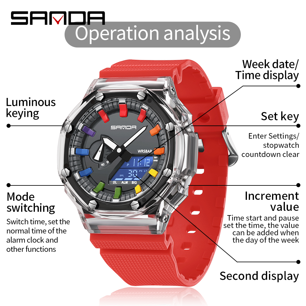 SANDA 3341Digital LED İzle Erk - Smartwatch Army Watches For Men incelemesi ve fiyatı